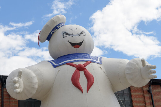30-foot inflatable Stay Puft (part of a Ghostbusters TO activation) near Roundhouse Park on Bremner Blvd, Toronto