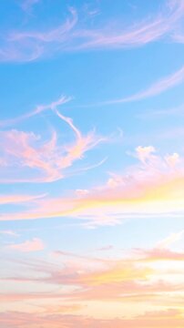 Blue and Orange Golden Hour Sky with Fluffy Clouds and Warm Light &ndash; Dreamy Natural Background