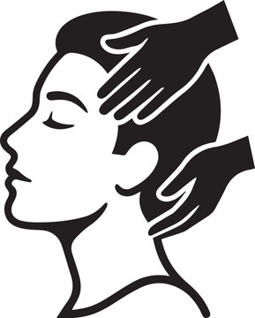 Professional Head Massage and Scalp Therapy for Stress Relief at Spa Vector Silhouette