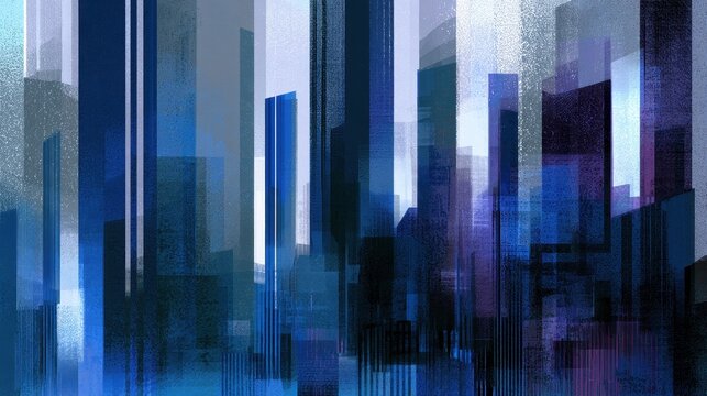Dreamlike city high-rises: expressive abstract art of skyscrapers