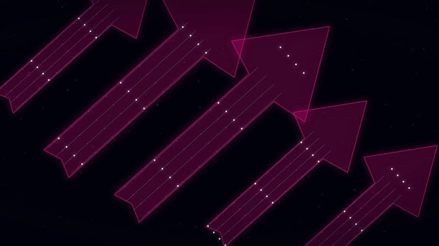 Abstract background featuring multiple glowing magenta directional arrows pointing upward against a dark textured field