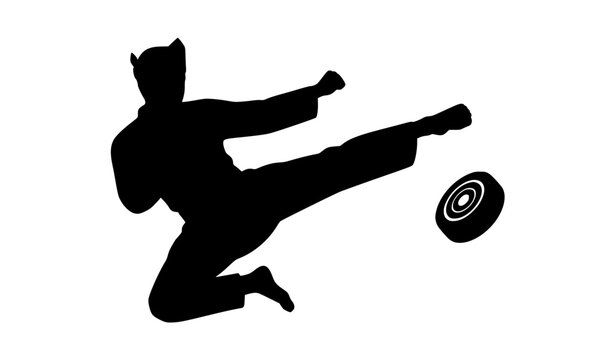 Indonesian Pencak Silat Athlete Performing Martial Arts Kick Vector Illustration