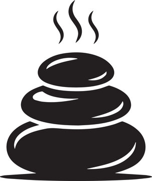 Stack of Heated Basalt Massage Stones with Steam for Spa Therapy and Relaxation Vector Icon
