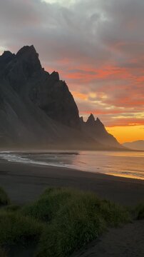 Sunrise over Vestrahorn Mountain at Stokksnes, Iceland