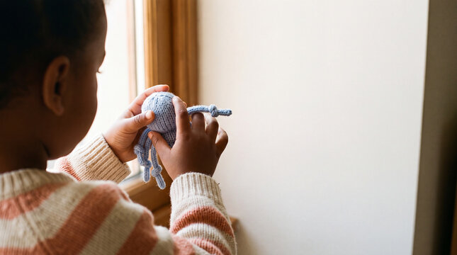 Halloween aesthetically spooky handmade knitted toy inspires creative childhood play indoors