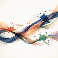 Obraz premium Curved Ribbon Abstract Composition with Colorful Graphic Splash