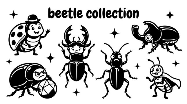 beetle species featuring ladybugs stag beetles rhinoceros beetles scarab beetles ground beetles and insects vector illustration set for wildlife biology entomology nature education biodiversity