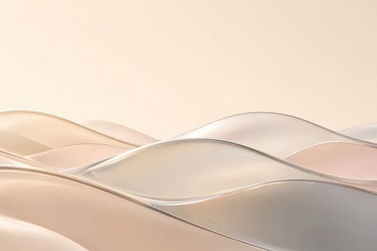 Abstract 3d smooth liquid waves background with transparent glass elements and copy space