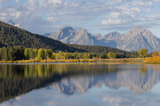Scenic Autumn  Landscape Reflection at Oxbow Bend in Grand Teton National Park Wyoming