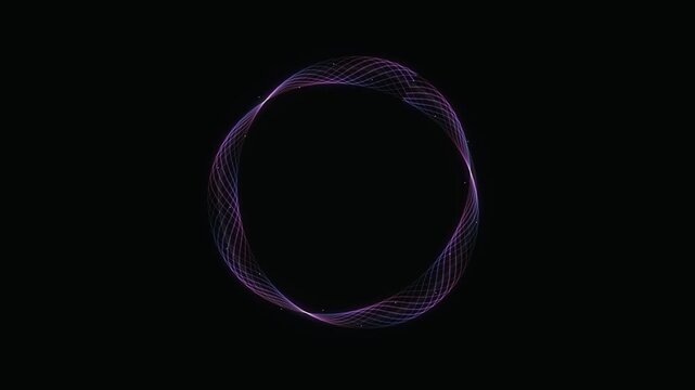 Luminous circular motion graphics with blue and red neon light patterns