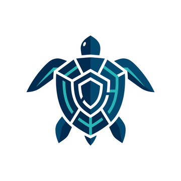 Stylized sea turtle logo featuring a shield emblem integrated into the shell pattern.
