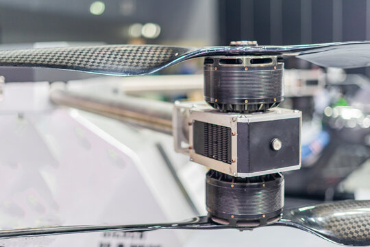 Motor Elements of the drone, drone propeller motor system Large drone motors with propeller technology represent autonomous aerial vehicle technology for human transportation of the future.