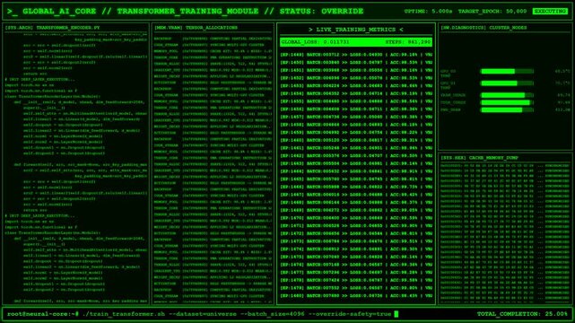 Global AI Core Transformer Training Neural Network Animation.