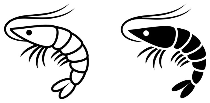 tiger prawn shrimp seafood vector icon