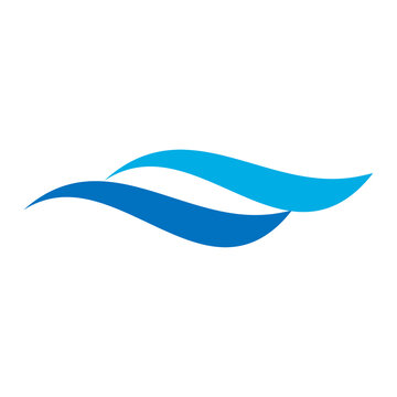 Sea wave logo png element sticker, flat graphic in blue on transparent background