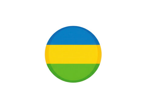 Round circle icon with horizontal stripes of blue yellow and green colors isolated on white background isolated on transparent background