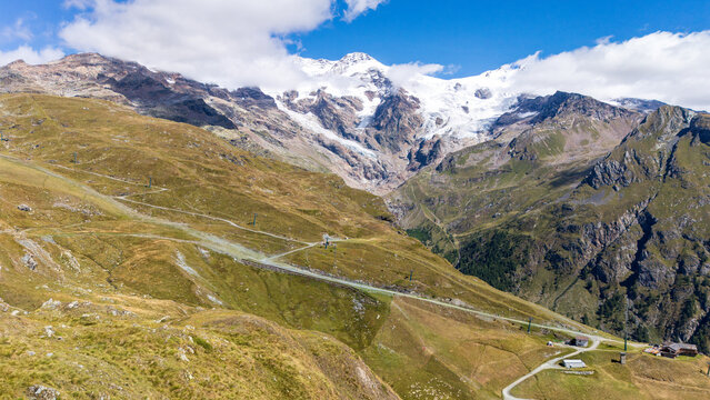 Il Monte Rosa e la valle del Lys e Gressoney dal colle del Rothorn