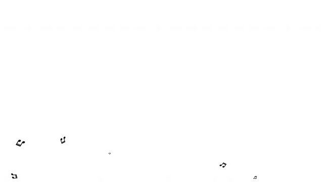 Black Musical Notes Falling on White Background Abstract Animation for Music Production Video