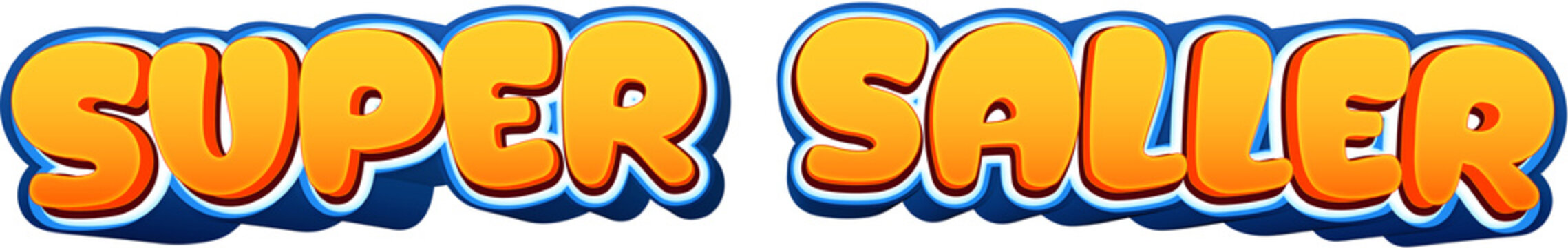 Bright yellow and orange 3D cartoon super saller text