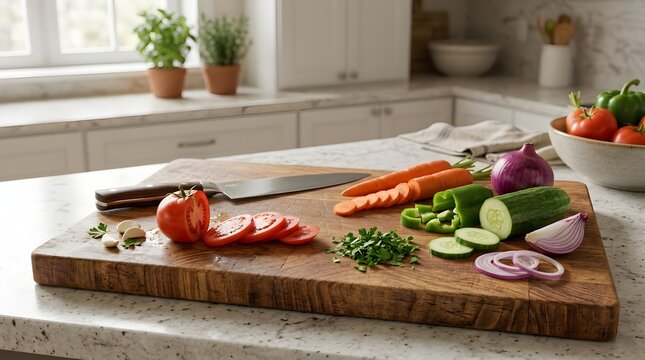 cutting board with vegetables