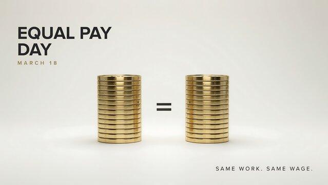 Equal pay day coins stacks illustration