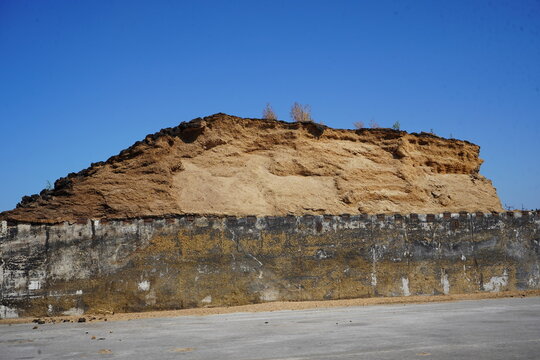 Large pile of maize silage for biogas plants. Priborn, Mecklenburg-Western Pomerania, Germany.
