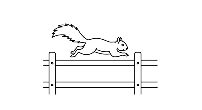 Active gone vector squirrel jumping over a wooden fence