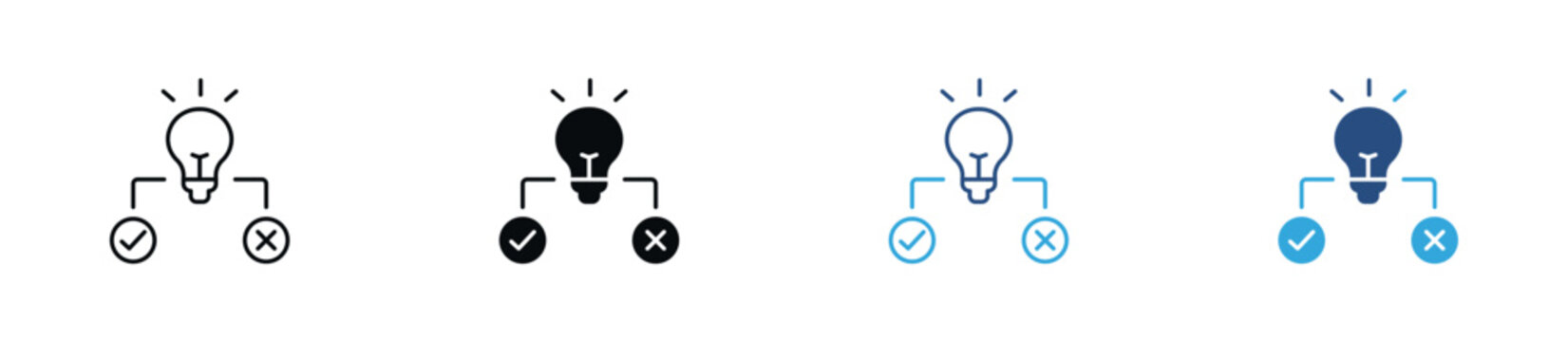 Trial and Error Icon Set with Experimentation, Hypothesis Testing, Decision Making, Problem Solving and Learning Process Symbols. Vector Illustration.