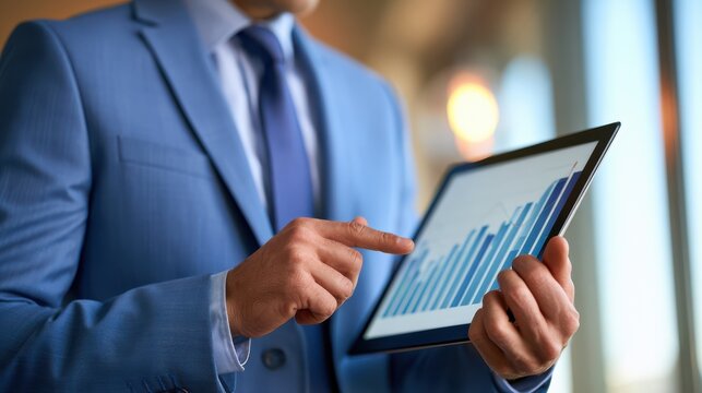 A person using a tablet to display and track a team&rsquo;s collective savings progress, highlighting digital collaboration and financial management in a modern work setting.