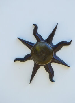 Ornate Sunburst Door Knob Made of Bronze and Brass