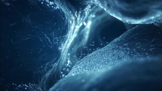 Undulating membranes driven by current pushing microbubbles through micro crevice, settling below
