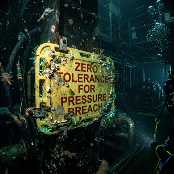 Underwater Warning Sign Zero Tolerance for Pressure Breach Industrial Scuba Diving