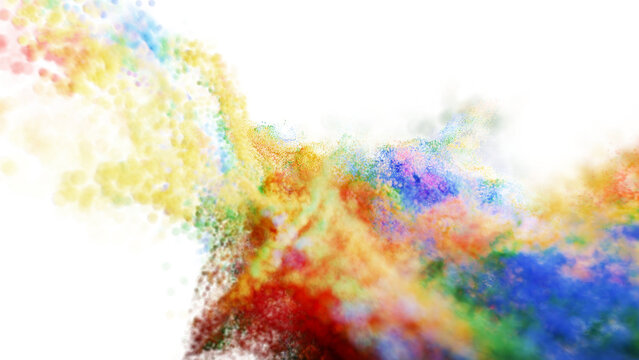 Holi color powder explosion isolated on a transparent background, close-up