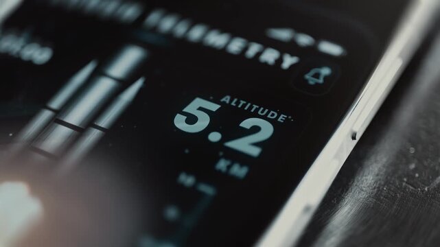Altitude readout progresses from 5.1 to 5.3 kilometers