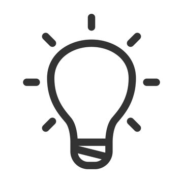 Light bulb line icon vector, glowing idea symbol isolated on white background. Minimalist lightbulb line icon for creativity, solution, innovation, intelligence, and inspiration concept.