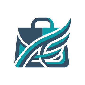 Modern stylized briefcase logo design with abstract wing elements.