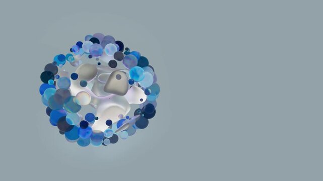 looped 3d animation. Abstract animation. Waves of spheres form a large sphere.