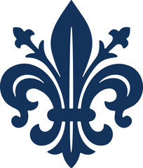 Fleur de lis royal heraldic emblem in deep navy blue vector isolated for classic designs. © RIDOY