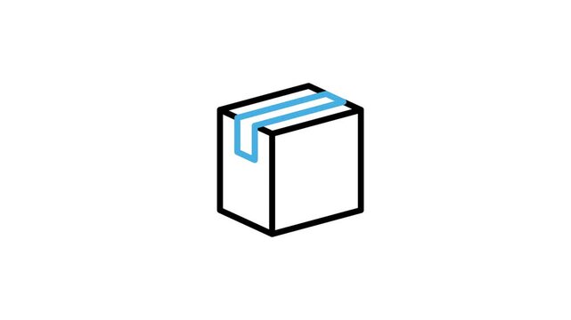 Animated package delivery icon. Cardboard box shipping container, shipment distribution, tracking package, moving cardbox or parcel, fast delivery animation video. Motion graphics with alpha channel