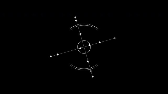 Tactical targeting reticle overlay graphic element on black background for military scope visualization.