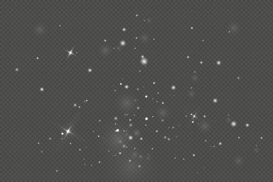 Glowing light effect with many glitter particles isolated on transparent background. Vector starry cloud with dust. Magic christmas decoration	
