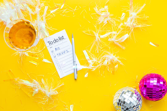 Work with fun. To do lists with confetti and disco balls. Admin night party concept