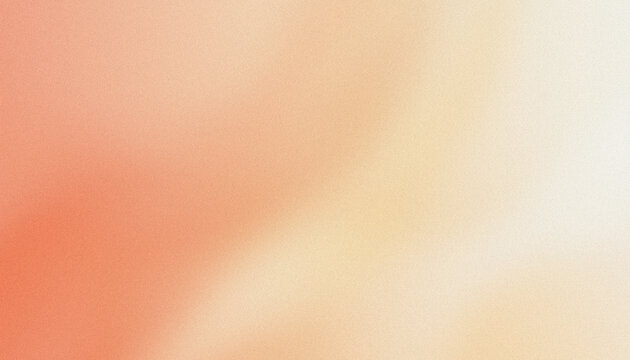 Minimalist abstract panoramic pastel background with vibrant coral, soft peach and luminous cream glowing diagonal gradient transitions with grainy texture