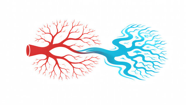 Abstract tree illustration made of human blood vessels representing cardiovascular system, healthy heart circulation, arteries and veins, digital vector graphic