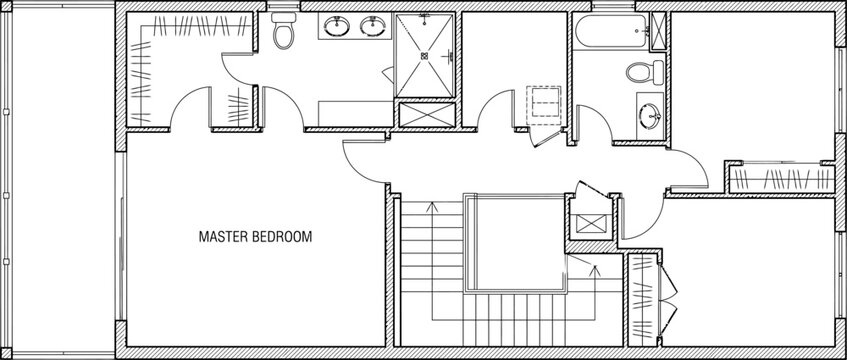 Modern master bedroom floor plan vector illustration