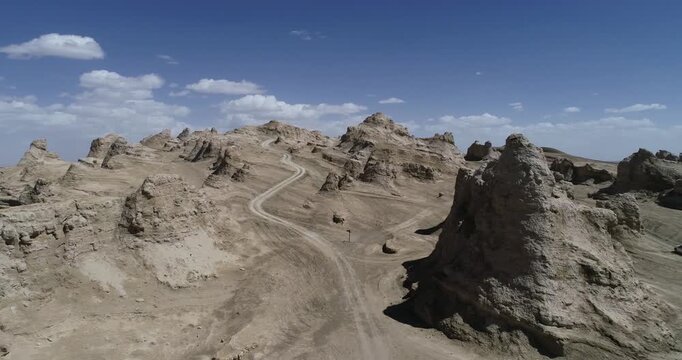 Aerial view of yardang landform landscape in the west of China