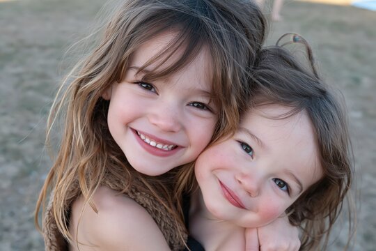 Joyful cousins playing together in the park
