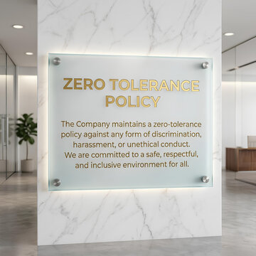 Zero Tolerance Policy Sign in Modern Office