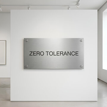 Zero Tolerance Sign in Modern Art Gallery