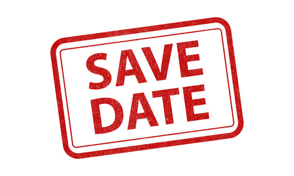 Red rubber stamp with the text save date isolated on transparent background